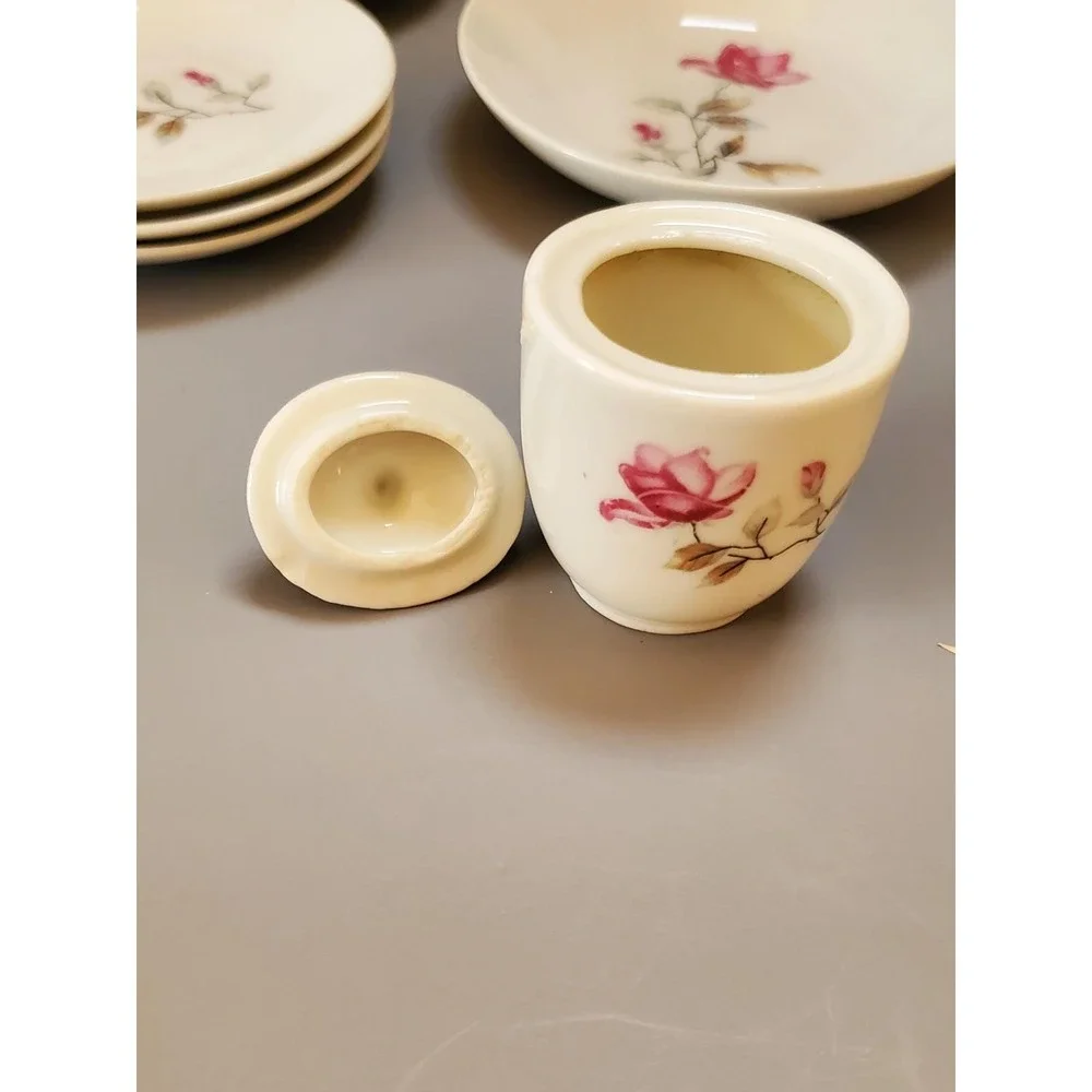 Vintage Floral Child's China Tea Set,‎ Teapot, Cups, Plates, Serving Pieces